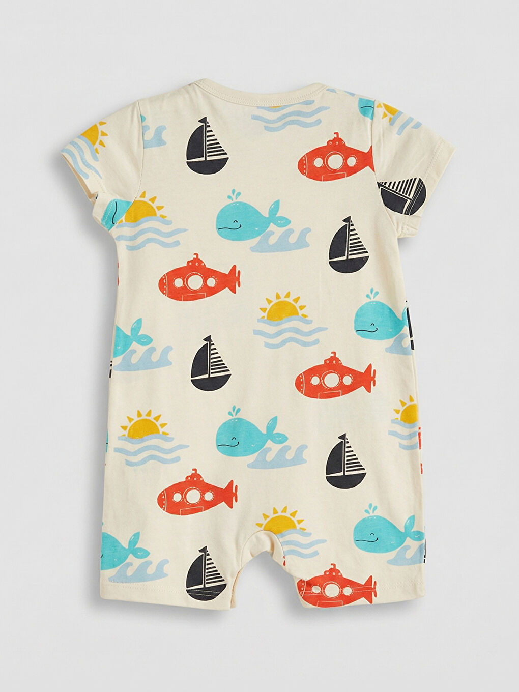 Ekru Baskılı Erkek Bebek Tulum 2'li-2