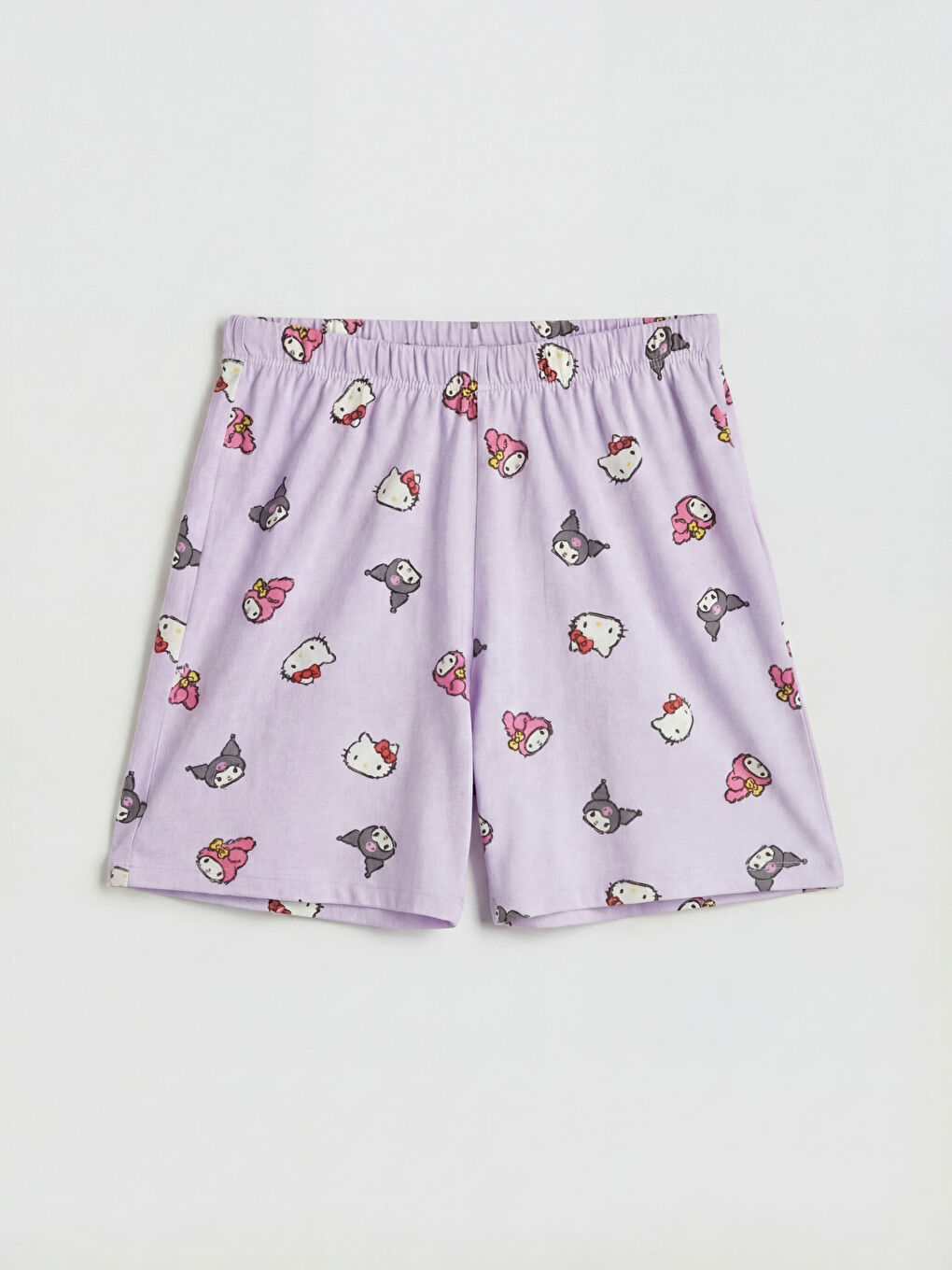 طقم بيجامة بناتي بطبعة هالو كيتي بياقة دائرية-2