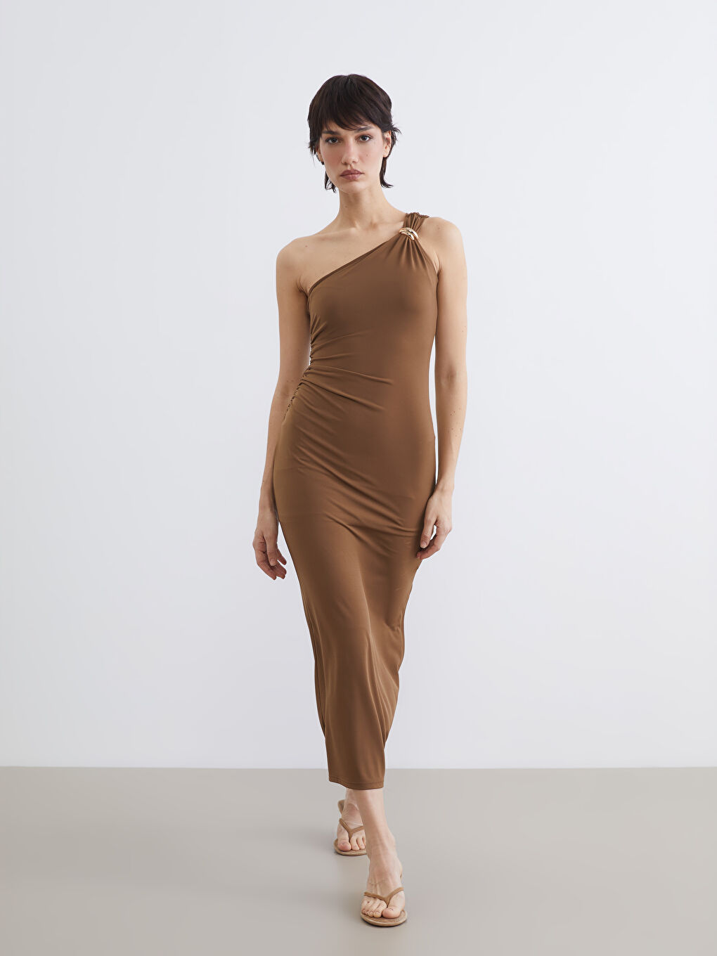 Women's One Shoulder Ruched Bodycon Dress