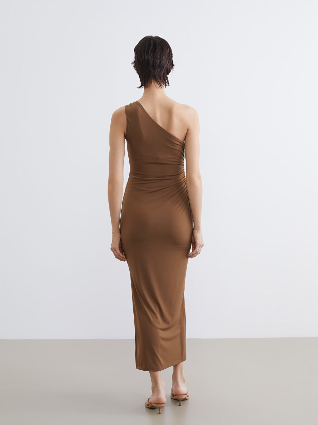 Women's One Shoulder Ruched Bodycon Dress-3