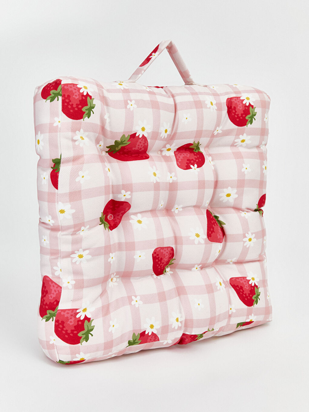 Pembe Çilek Baskılı Dolgulu Minder-2