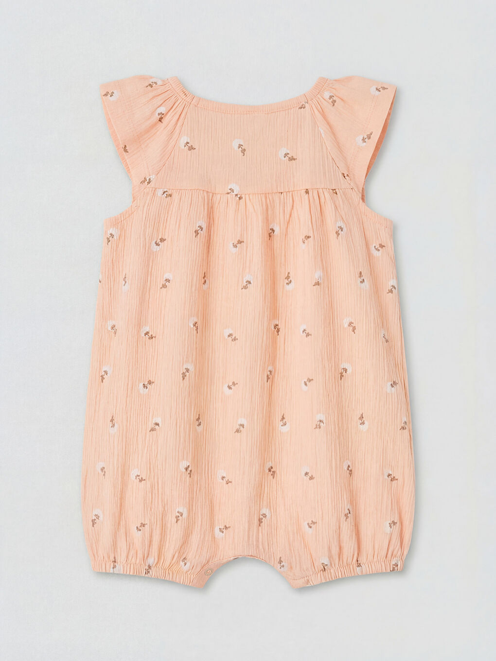 Ekru Bisiklet Yaka Çiçek Baskılı Kız Bebek Tulum-1