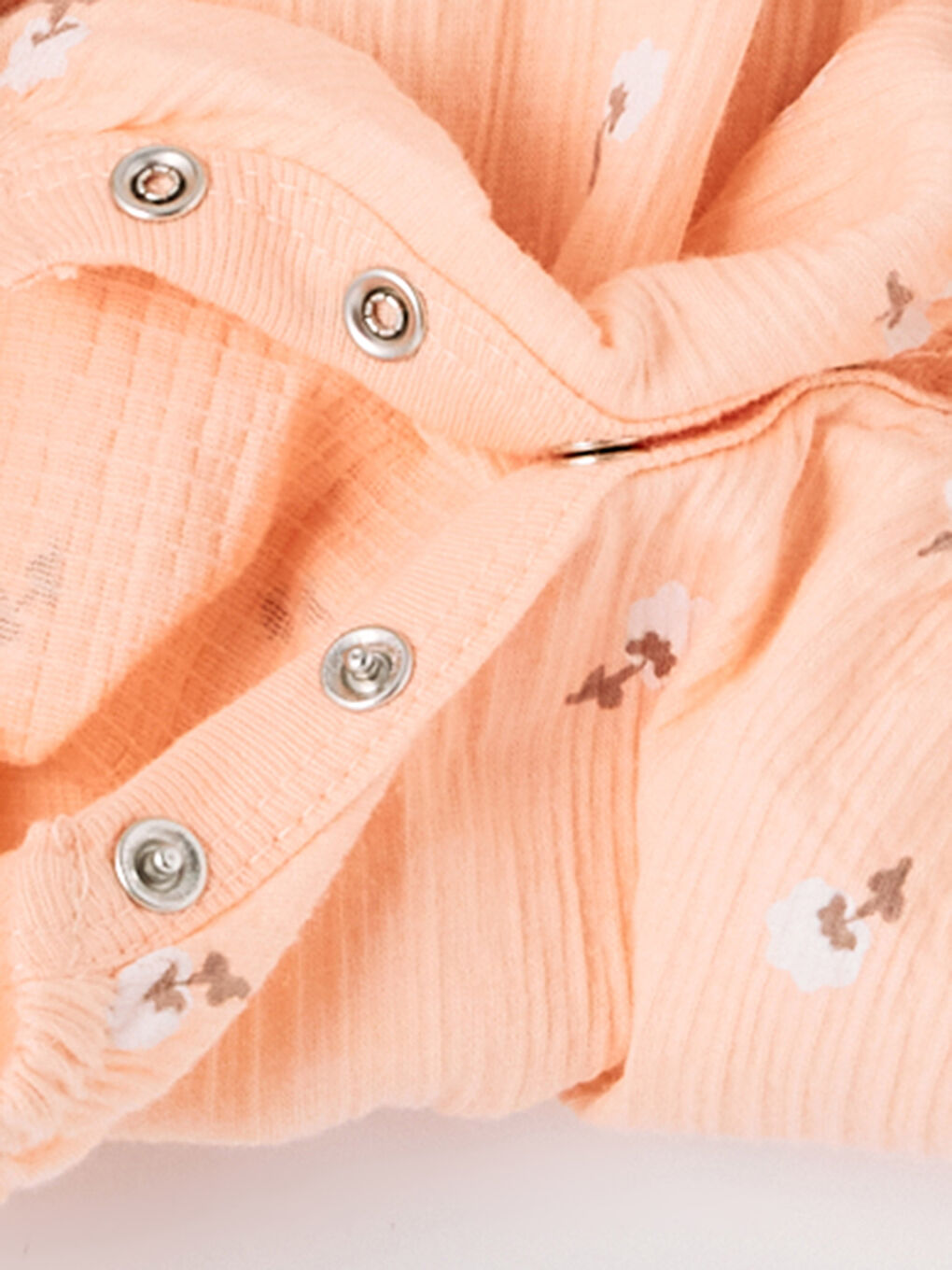 Ekru Bisiklet Yaka Çiçek Baskılı Kız Bebek Tulum-2