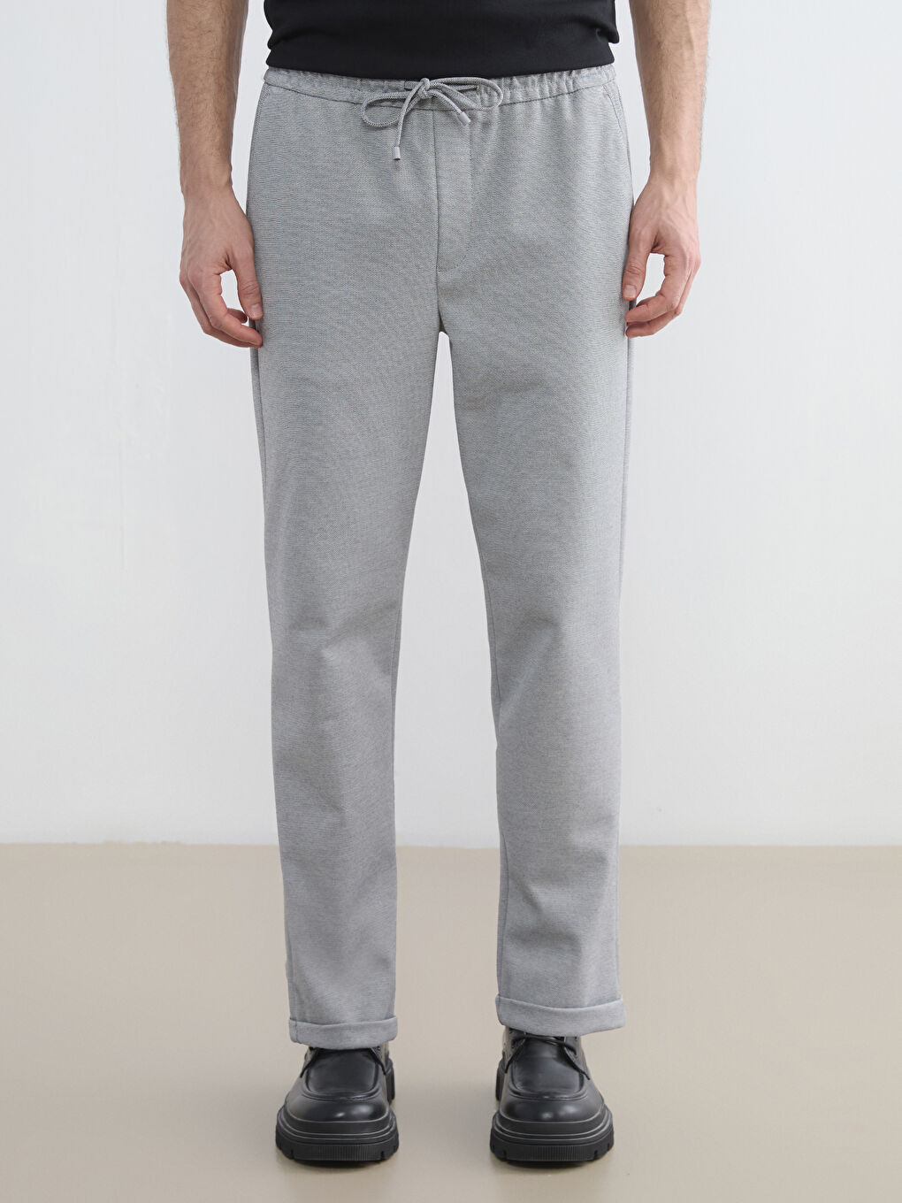 Gri Standart Kalıp Erkek Pantolon-1