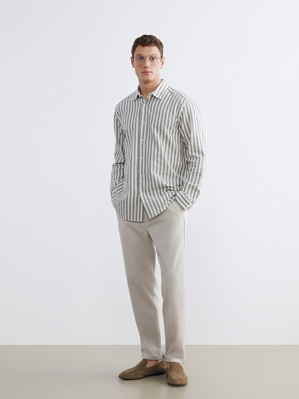 Bej Standart Kalıp Erkek Pantolon