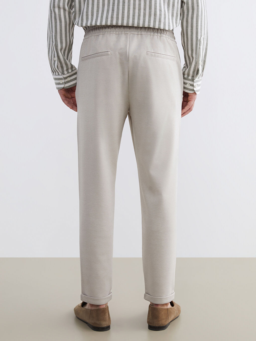 Bej Standart Kalıp Erkek Pantolon-3