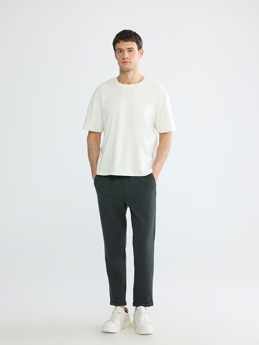 Petrol Standart Kalıp Erkek Pantolon