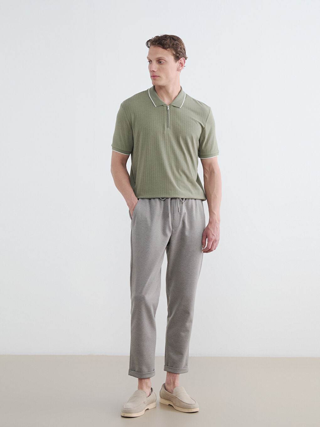 Kahverengi Standart Kalıp Erkek  Pantolon-1