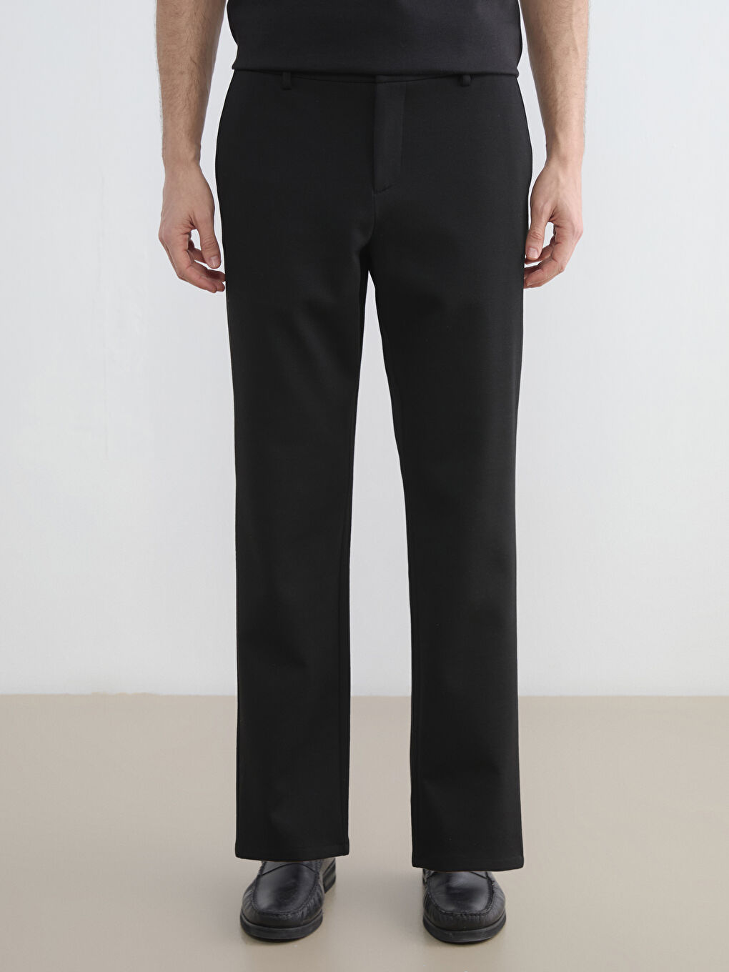 Siyah Standart Kalıp Erkek Pantolon-2