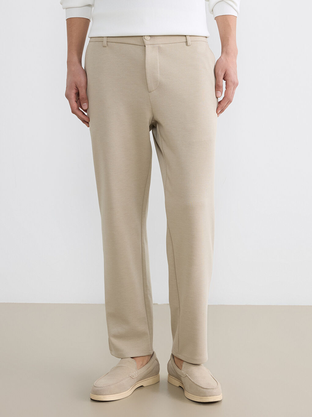 Bej Standart Kalıp Erkek Pantolon-2