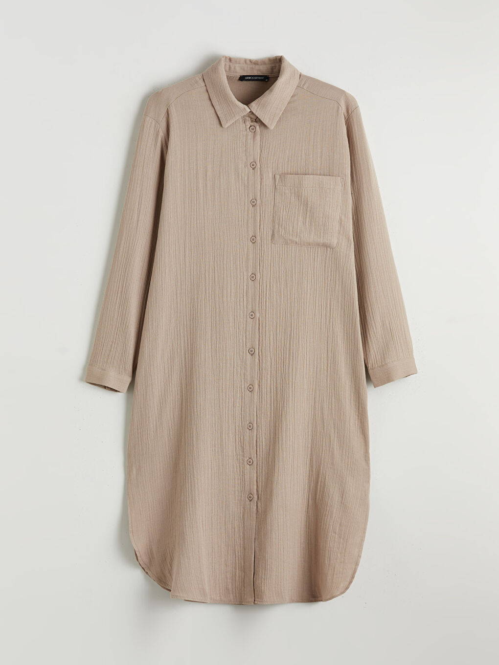 Textured Slit Shirt Dress-4