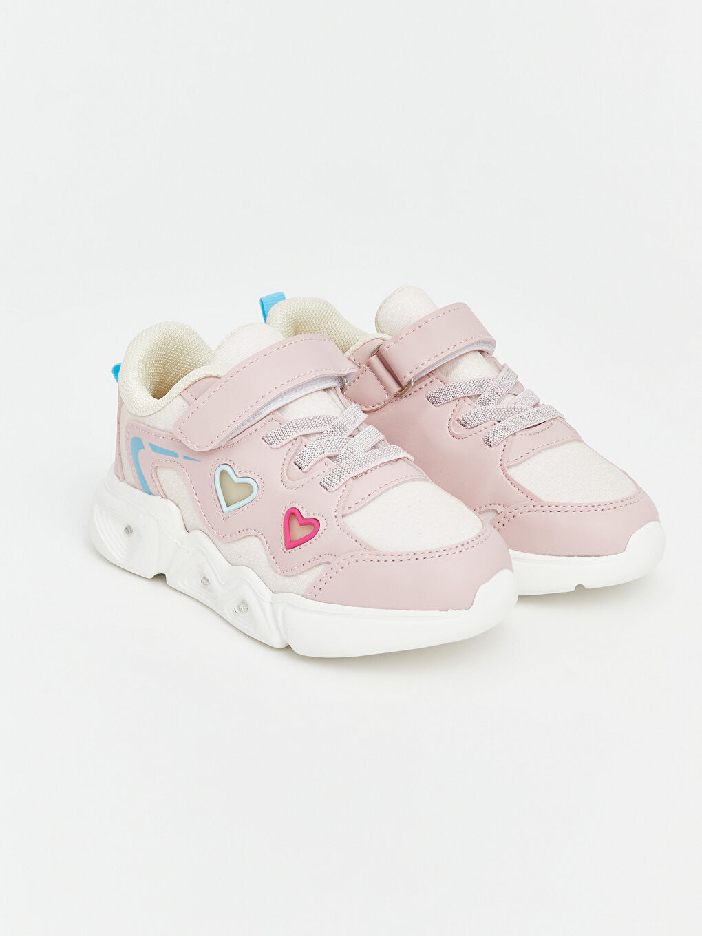 Pembe Tabanı Işıklı Kız Çocuk Spor Ayakkabı-1