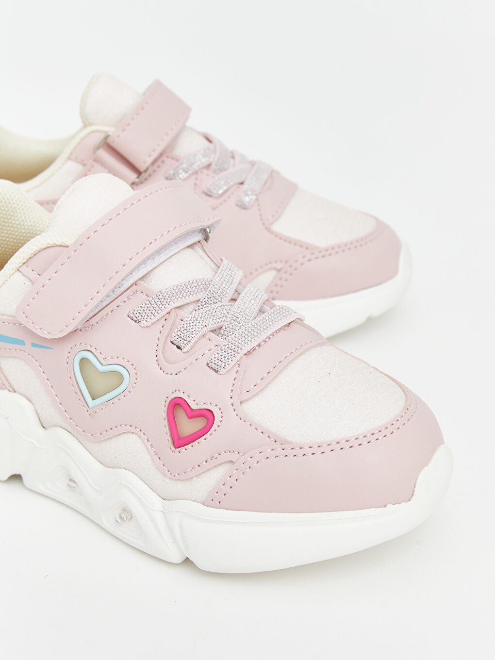 Pembe Tabanı Işıklı Kız Çocuk Spor Ayakkabı-3