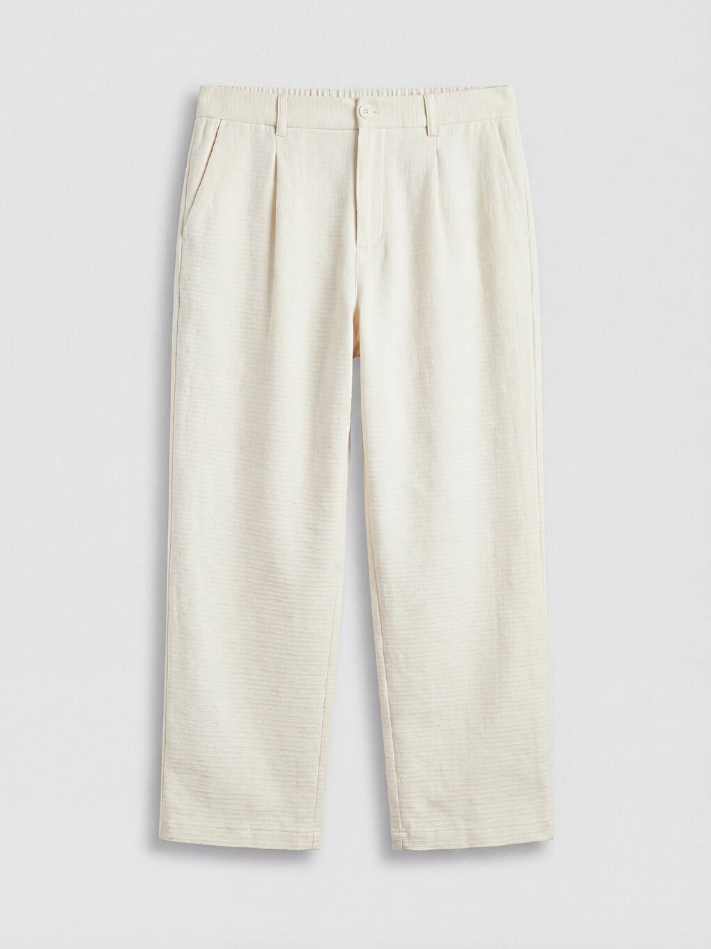 Standard Fit Pleated Men's Linen-Look Trousers-4