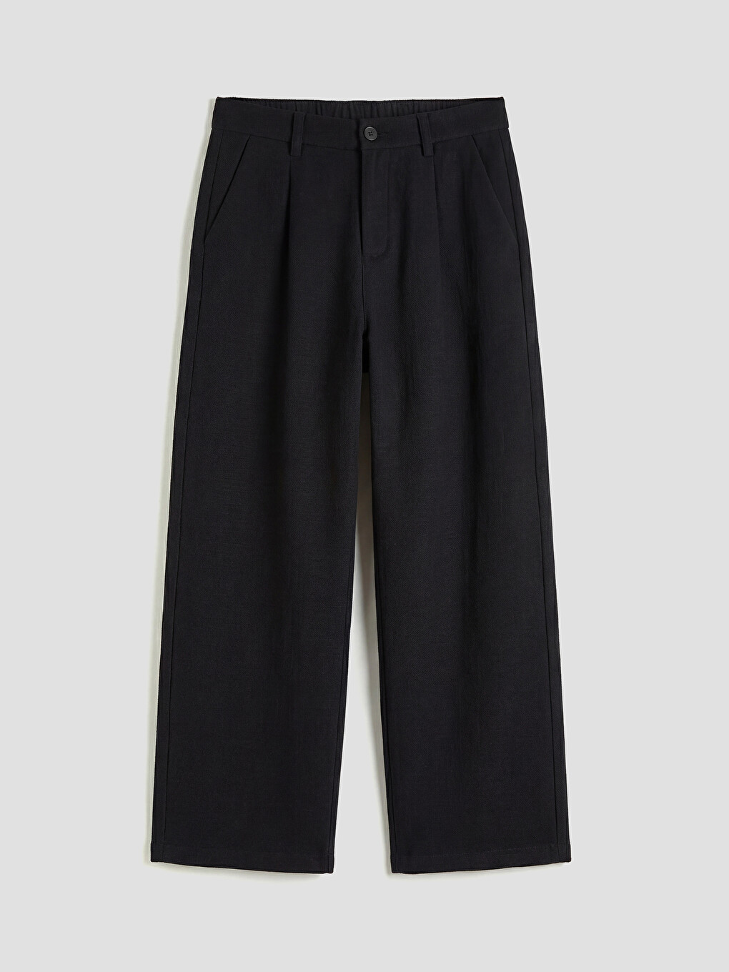 Regular Fit Pleated Men's Linen-Look Trousers-4