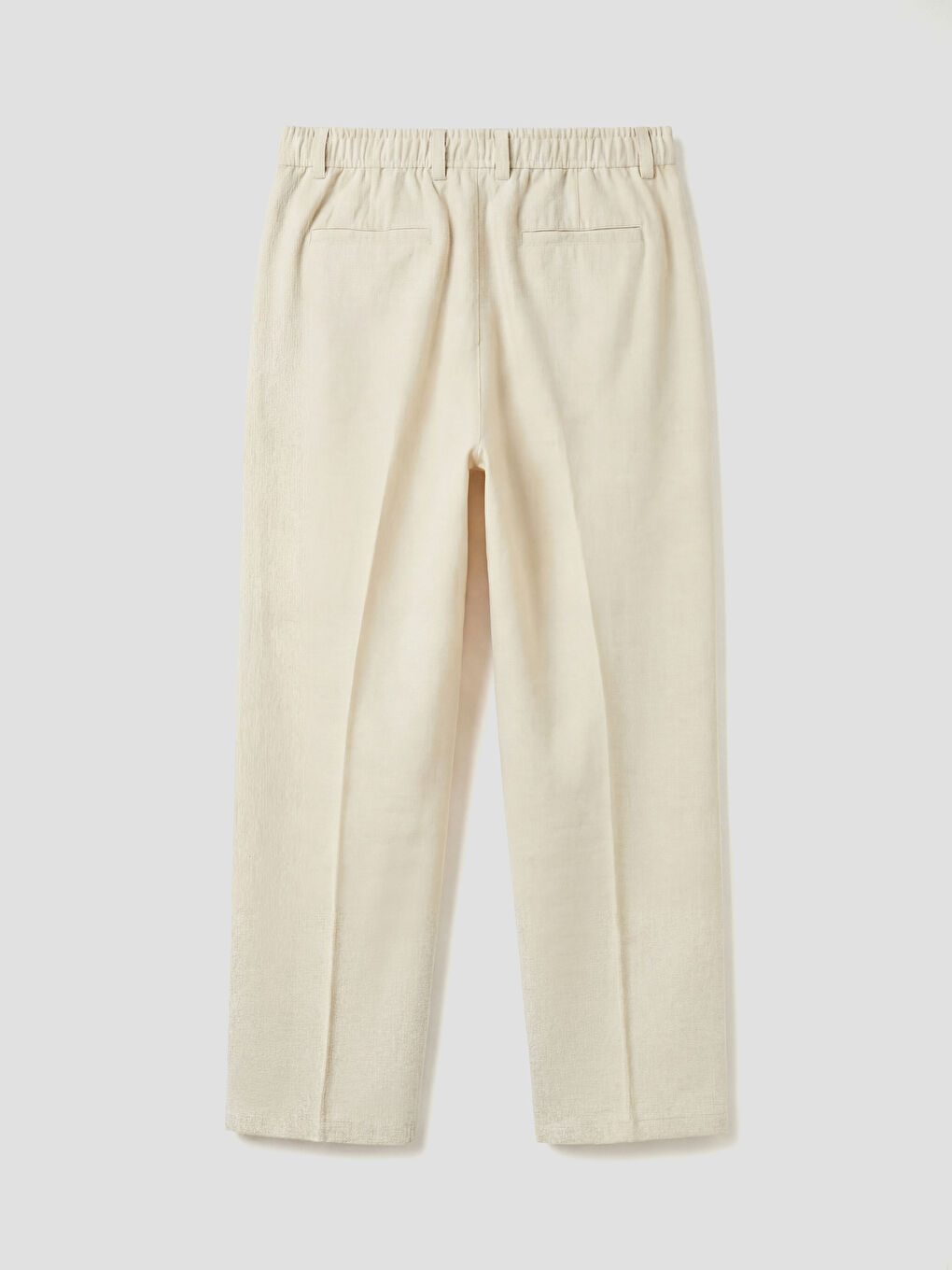 Regular Fit Pleated Men's Linen-Look Trousers-4