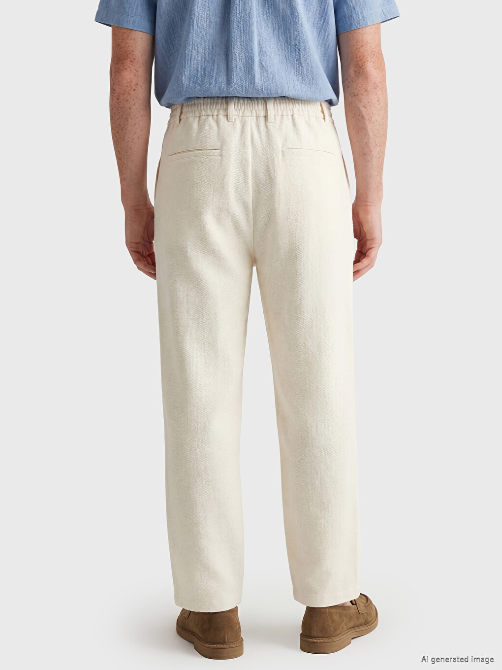 Standard Fit Pleated Men's Linen-Look Trousers-3