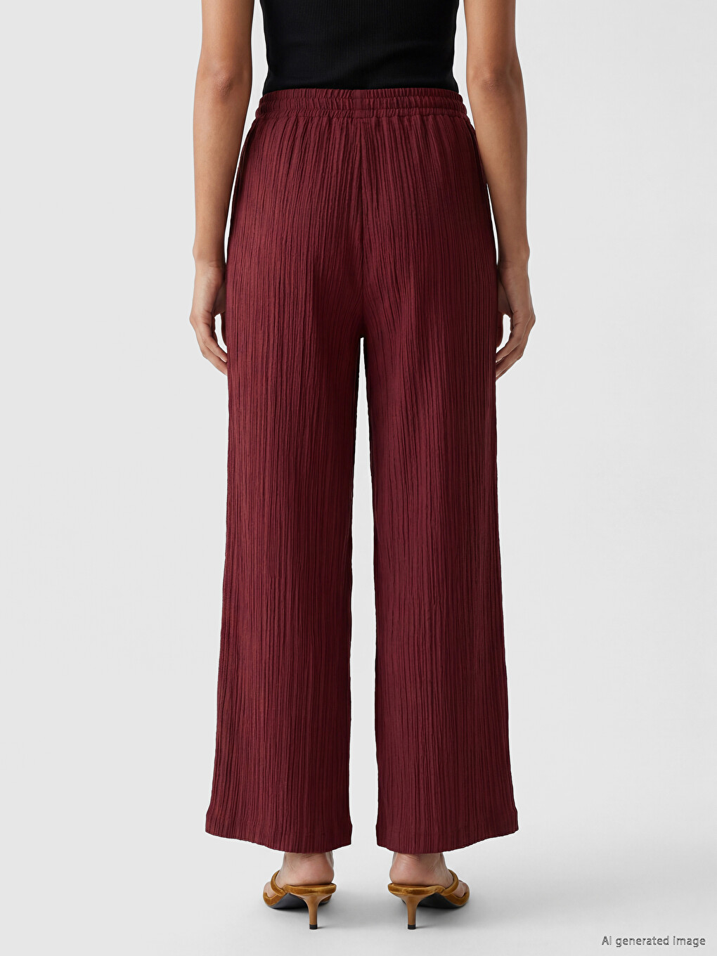 Elastic Waist Textured Women's Trousers-3