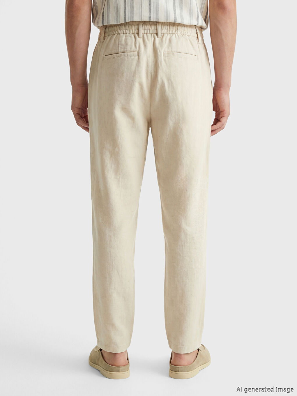 Regular Fit Linen Blend Men's Pleated Trousers-3