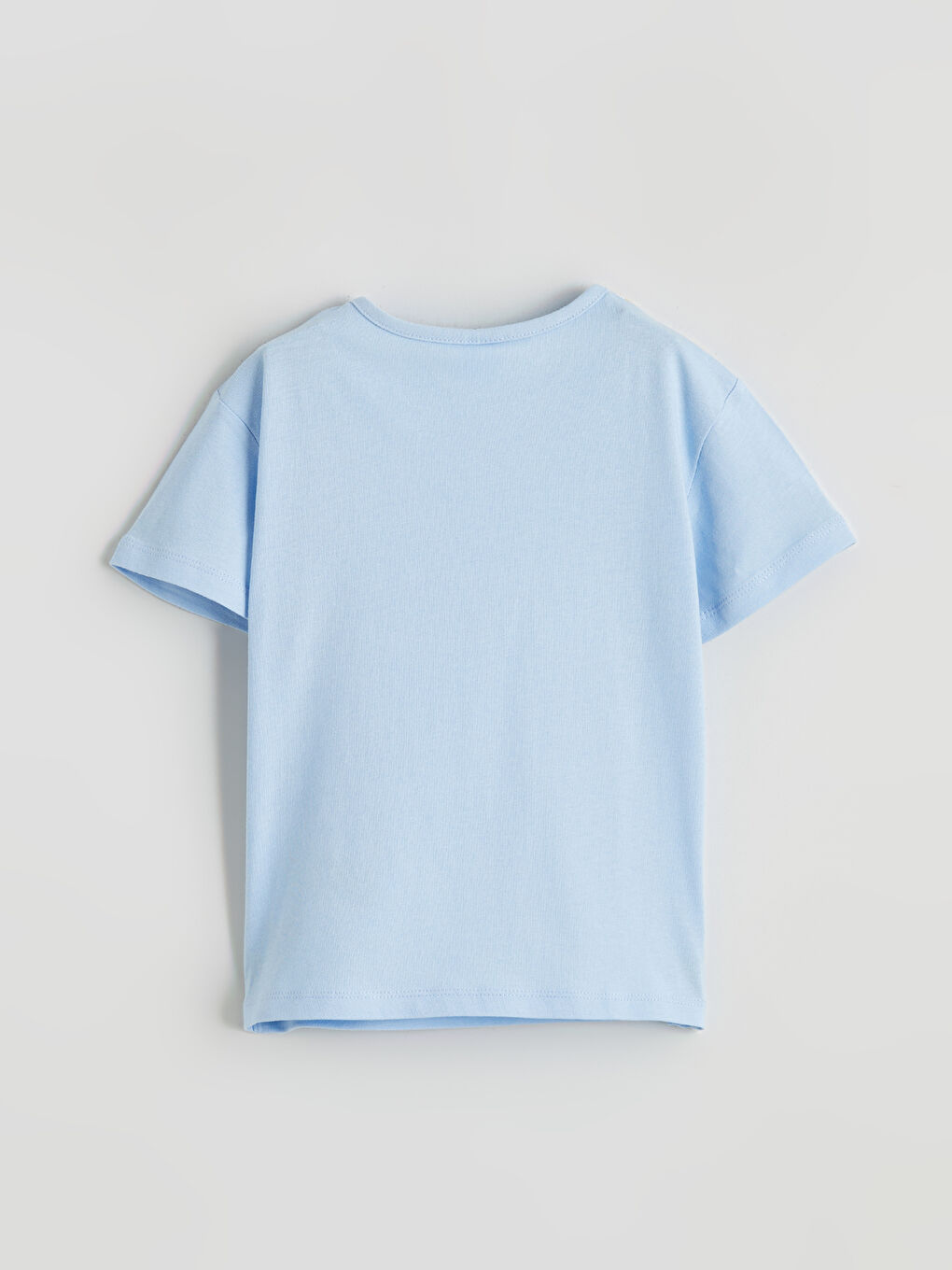 Mavi Bisiklet Yaka Çiçekli Kız Çocuk Tişört-2