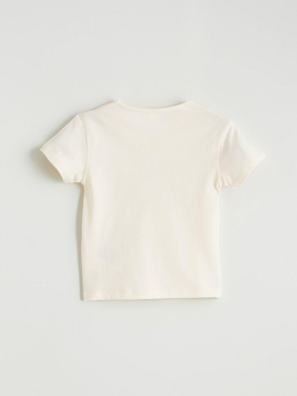 Bej Bisiklet Yaka Baskılı Kız Çocuk Tişört-2