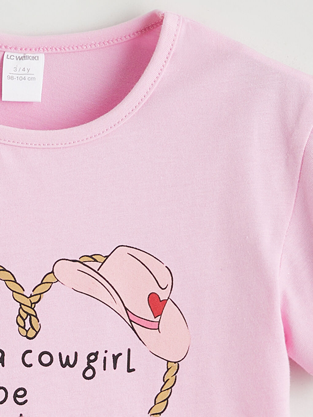 Pembe Bisiklet Yaka Baskılı Kız Çocuk Tişört-1