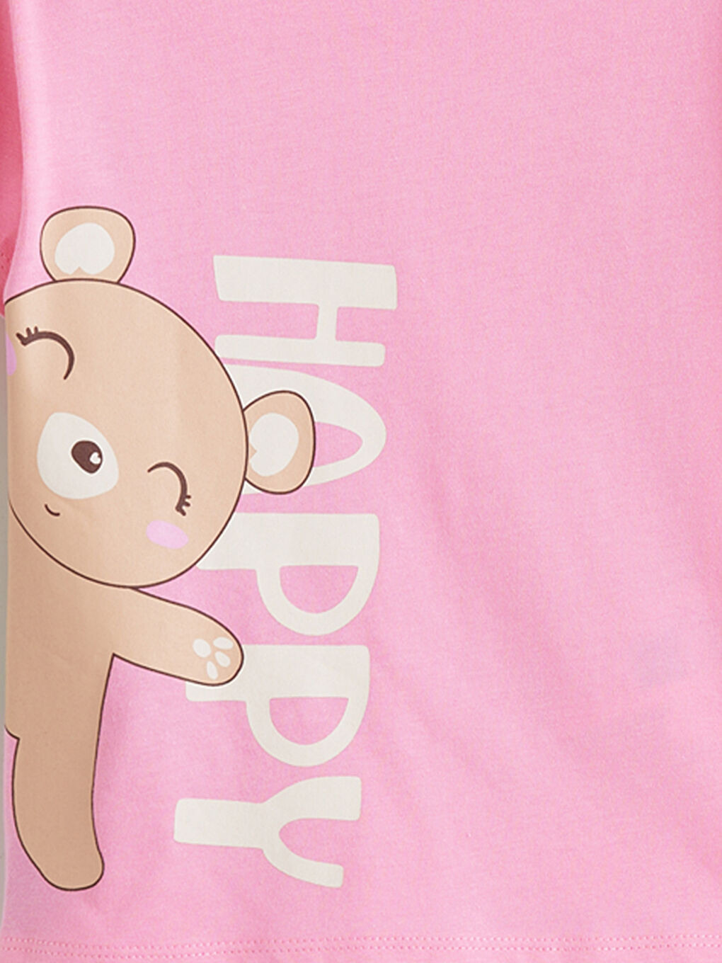 Pembe Bisiklet Yaka Baskılı Kız Çocuk Tişört	-1