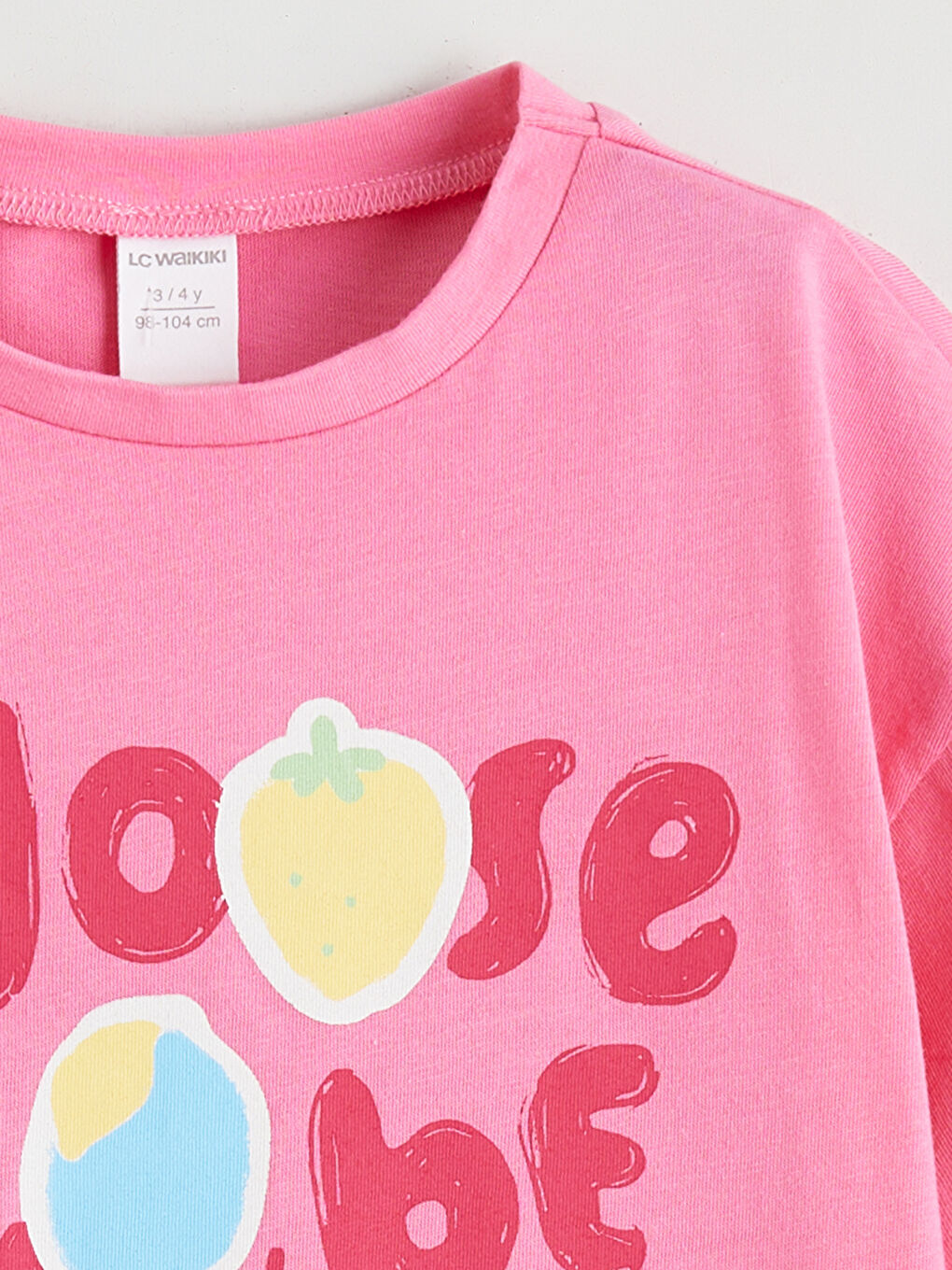 Pembe Baskılı Kız Çocuk Tişört-1