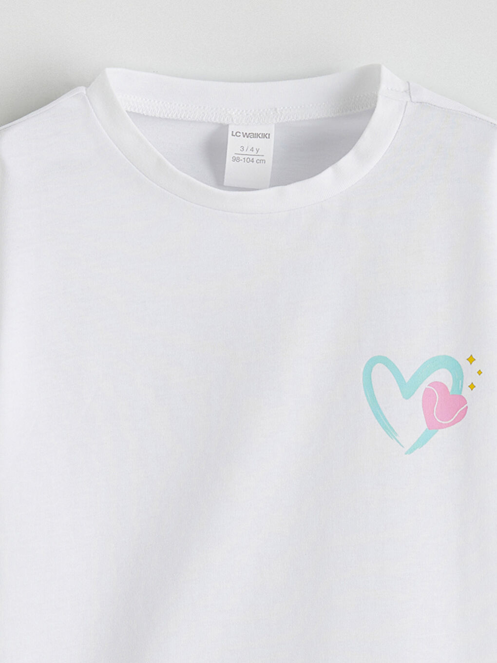 Beyaz Baskılı Kız Çocuk Tişört-1