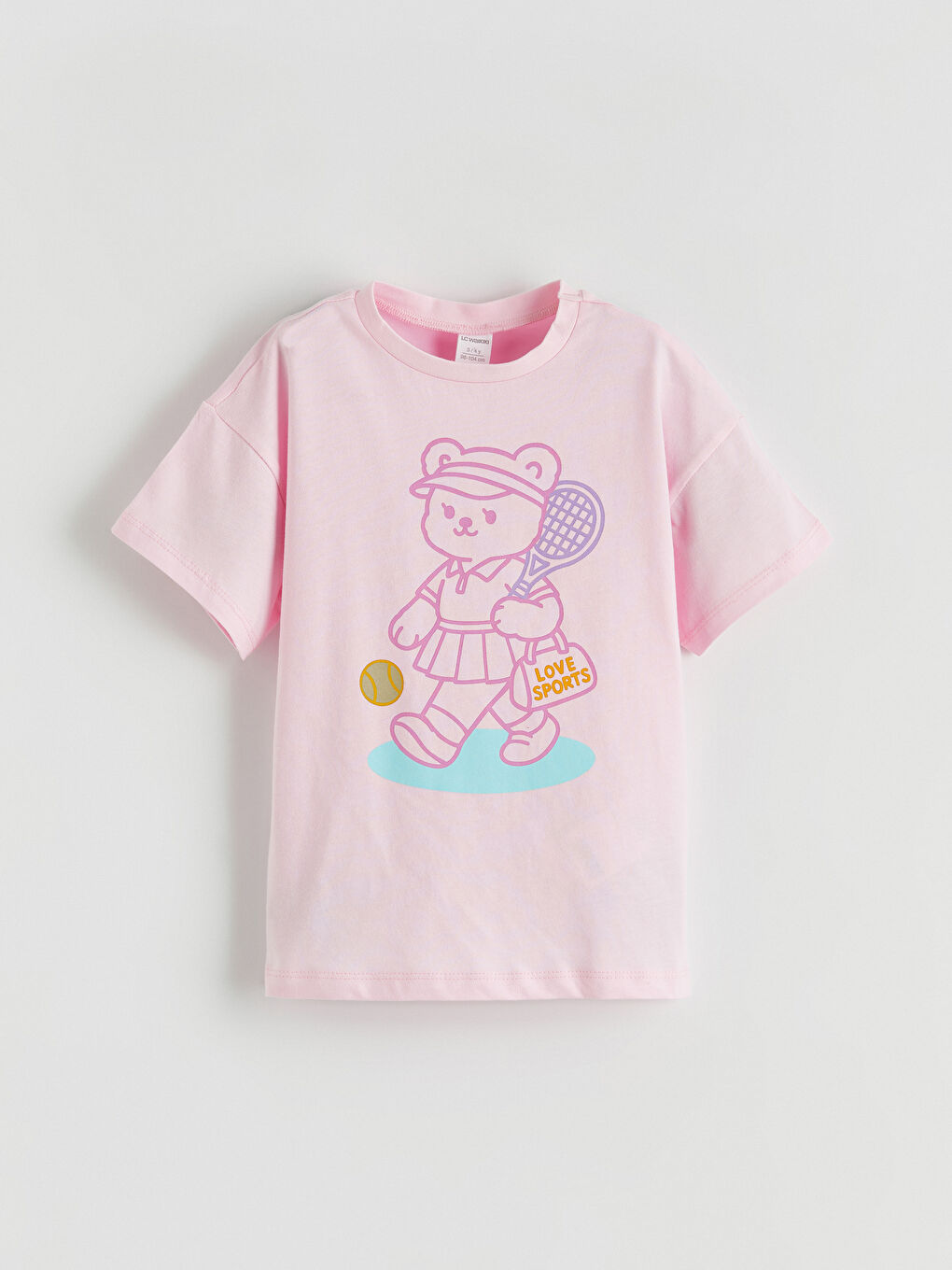 Pembe Baskılı Kız Çocuk Tişört