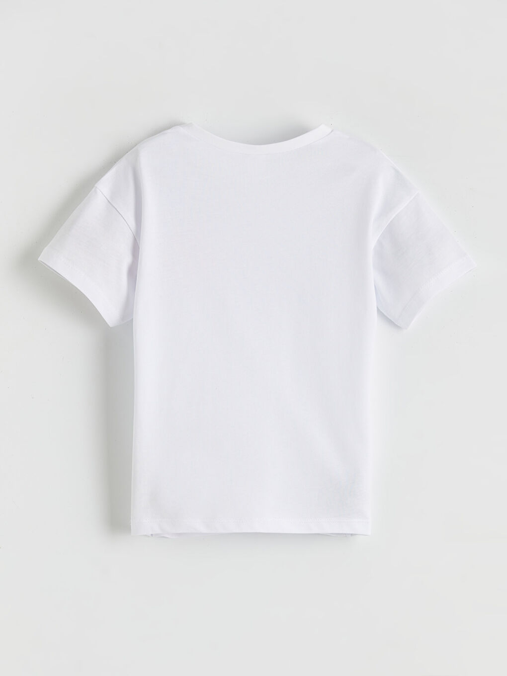 Beyaz Baskılı Kız Çocuk Tişört-1