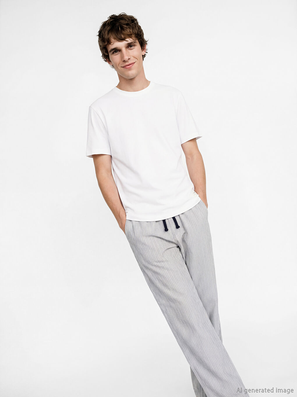 Gri Çizgili Erkek Pijama Altı