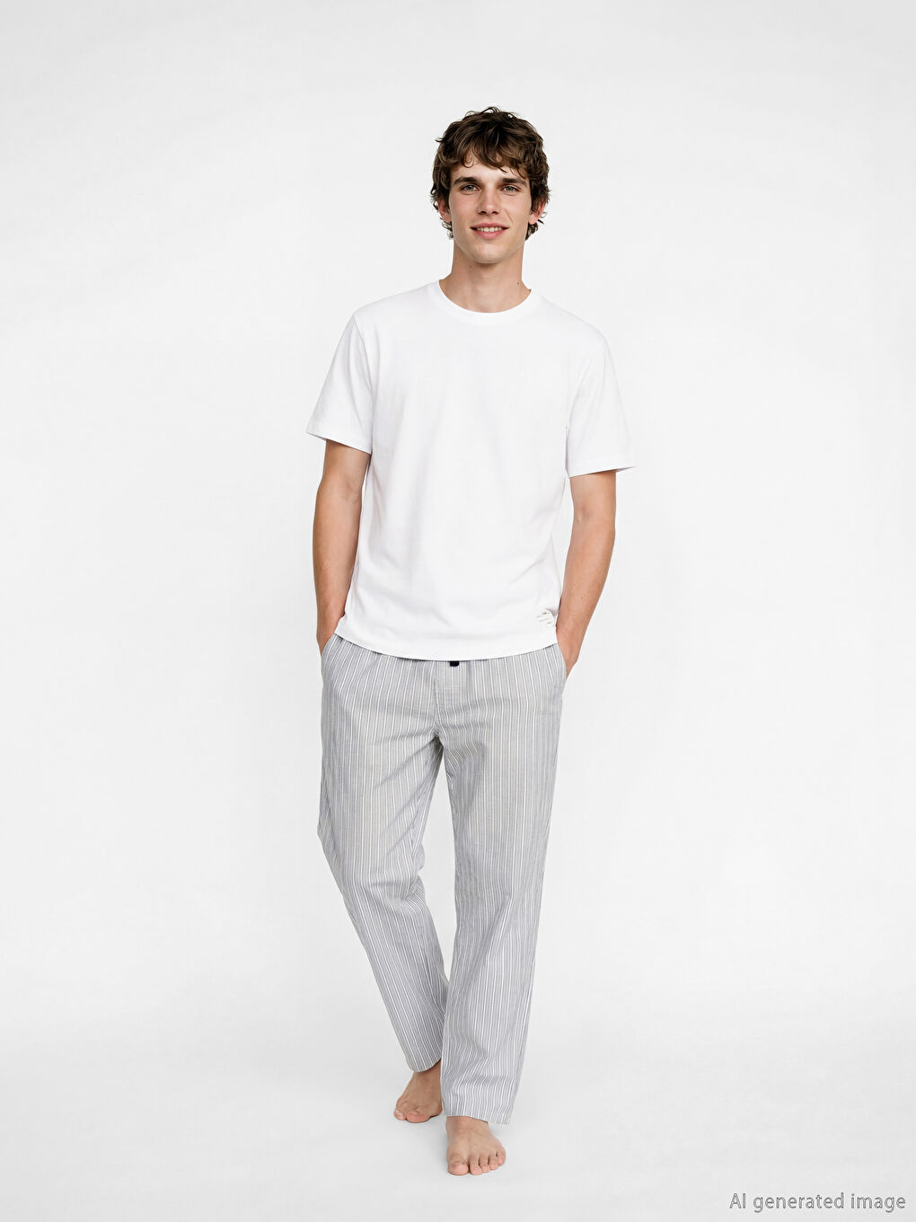 Gri Çizgili Erkek Pijama Altı-1