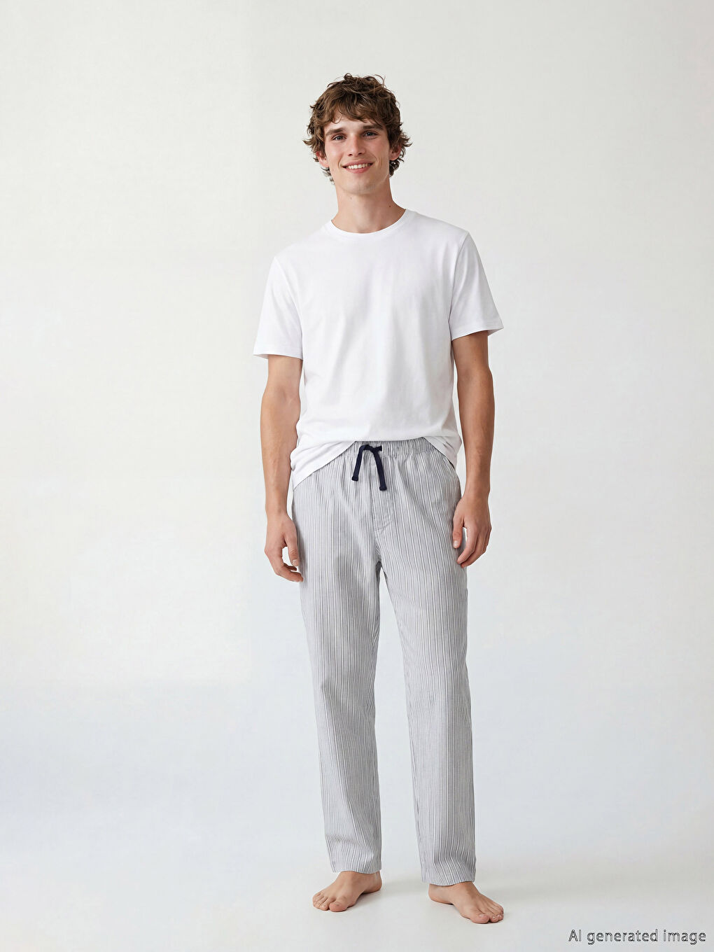Gri Çizgili Erkek Pijama Altı
