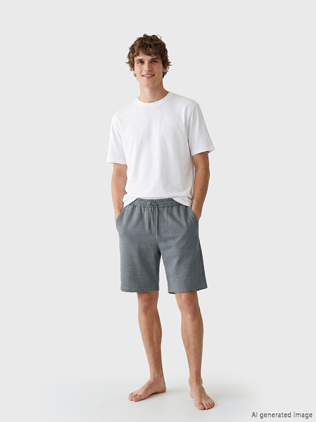 Gri Standart Kalıpı Erkek Pijama Alt Şort