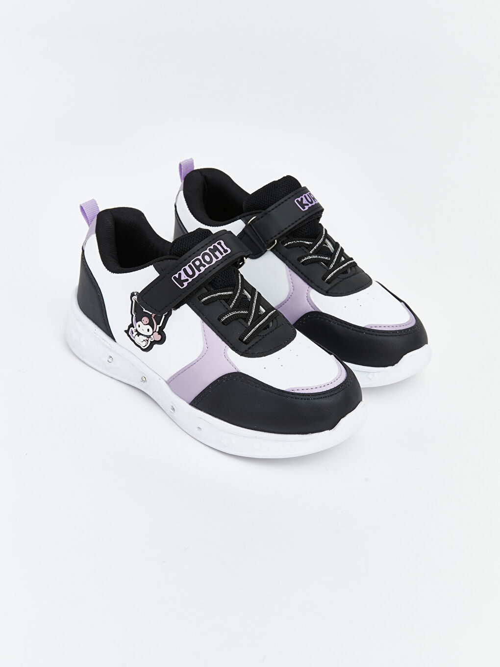 Siyah Kuromi Baskılı Tabanı Işıklı Kız Bebek Spor Ayakkabı-1