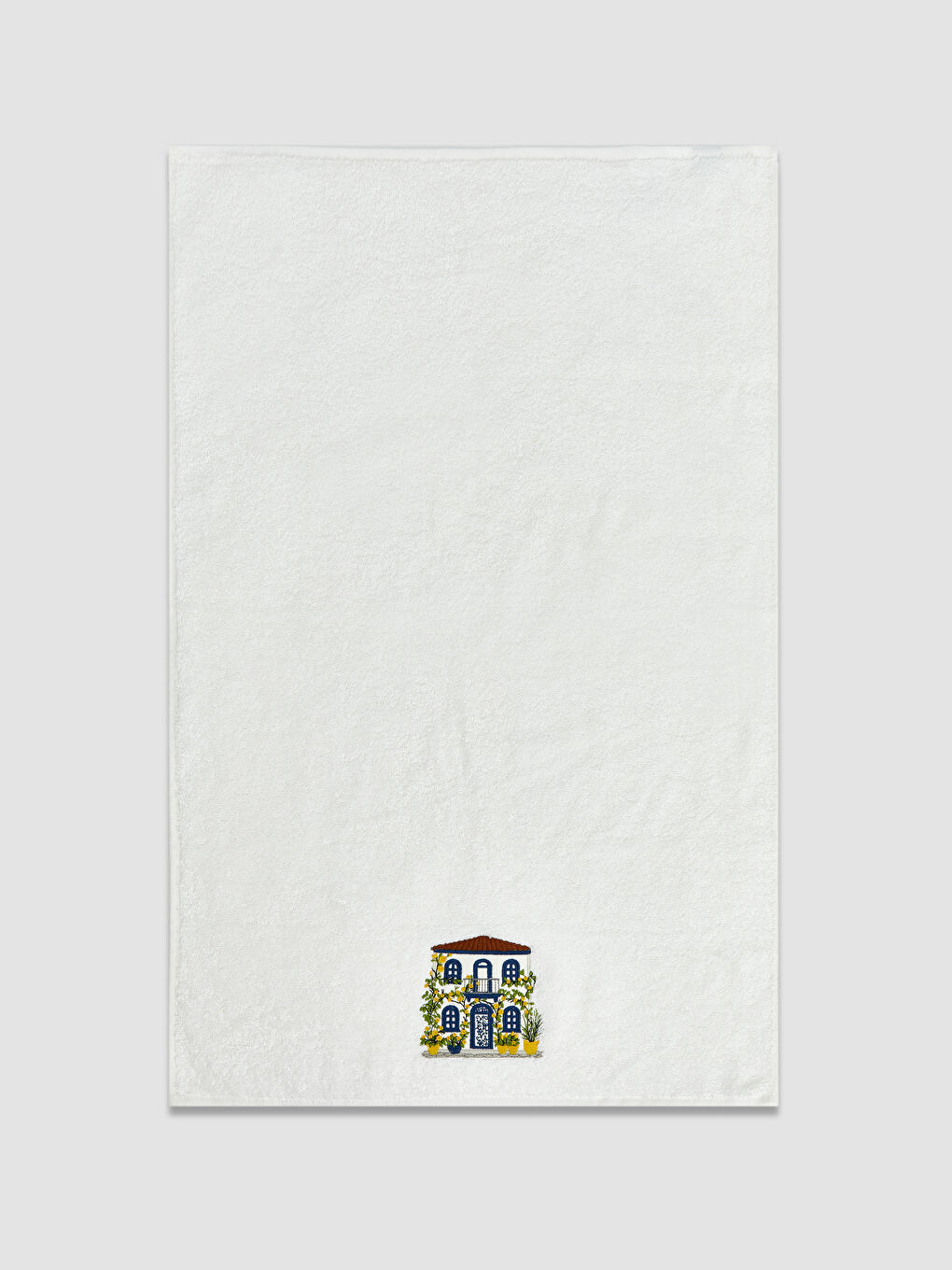 Ekru Ev Nakışlı Pamuklu Yüz Havlusu 50x80 cm-2