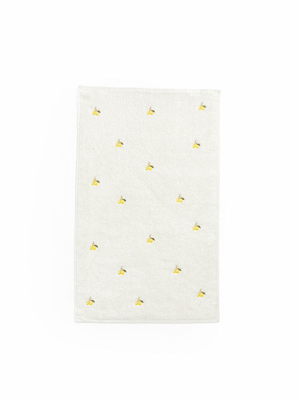 Ekru Limon Desenli Nakışlı Yüz Havlusu 50x80 cm