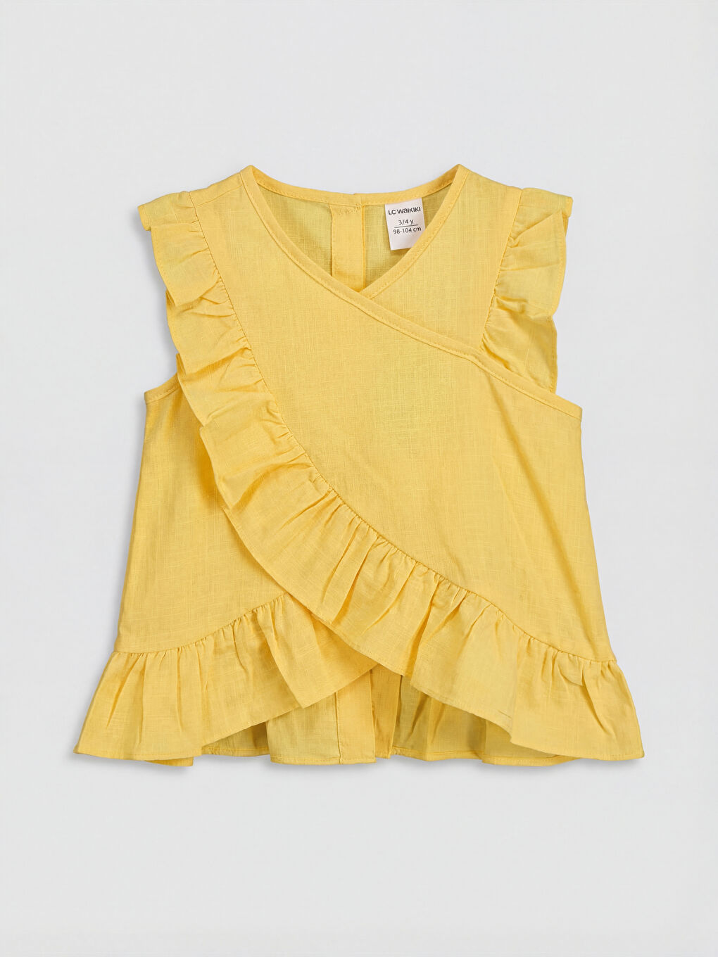 Leinenoptik Mädchen Blusen- und Shorts-Set-1