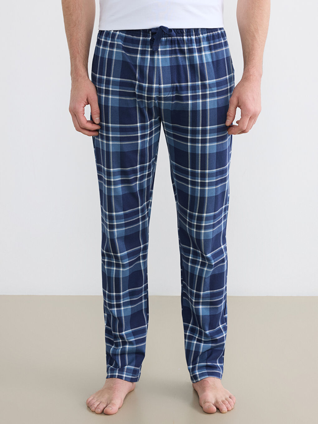 Lacivert Standart Kalıp Ekose Erkek Pijama Altı-1