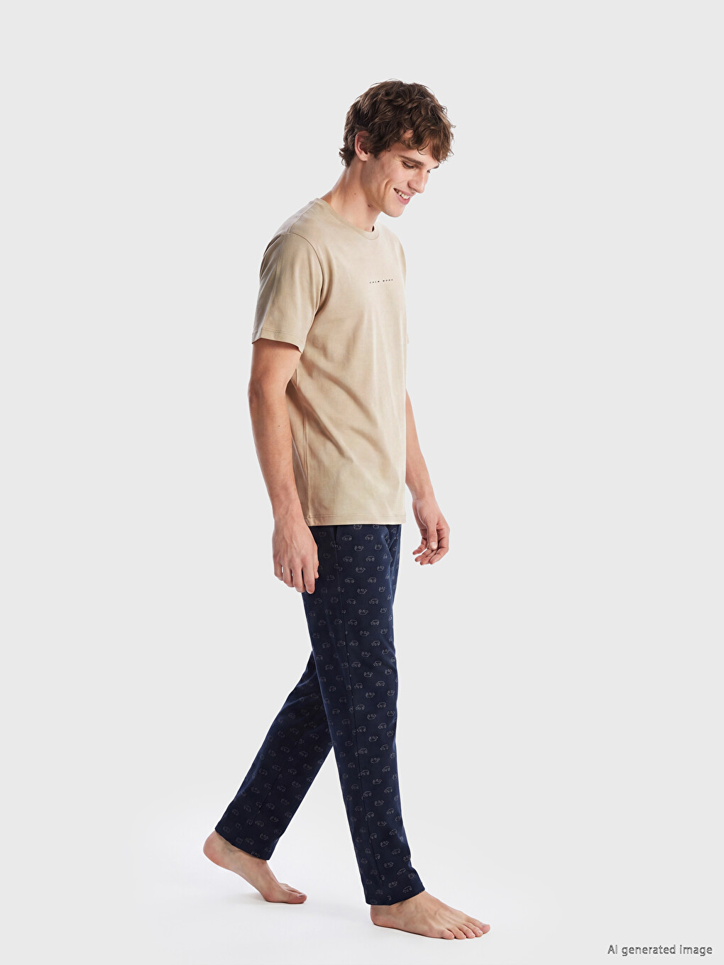 Crew Neck Printed Men's Pyjamas Top-1