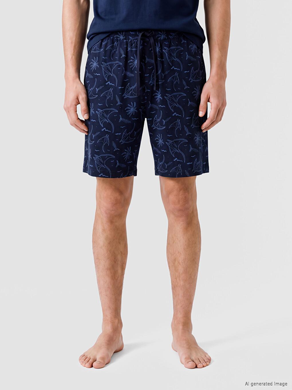 Slim Fit Patterned Men's Pyjamas Bottoms Shorts-1
