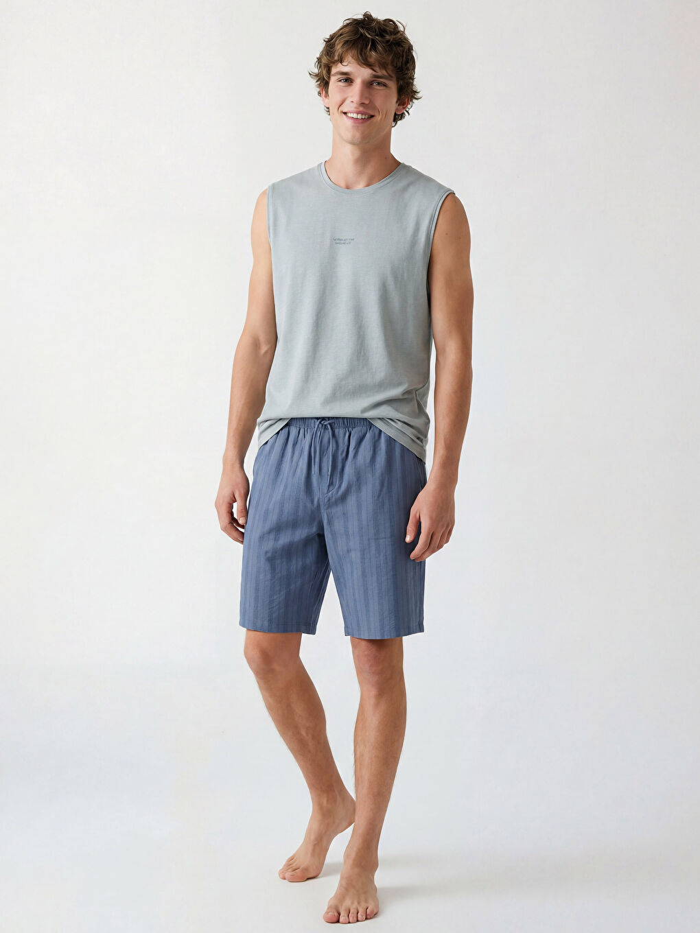 Crew Neck Sleeveless Men's Pyjamas Top-1