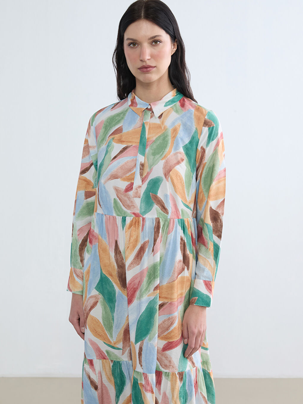 Patterned Ruched Layered Dress-1