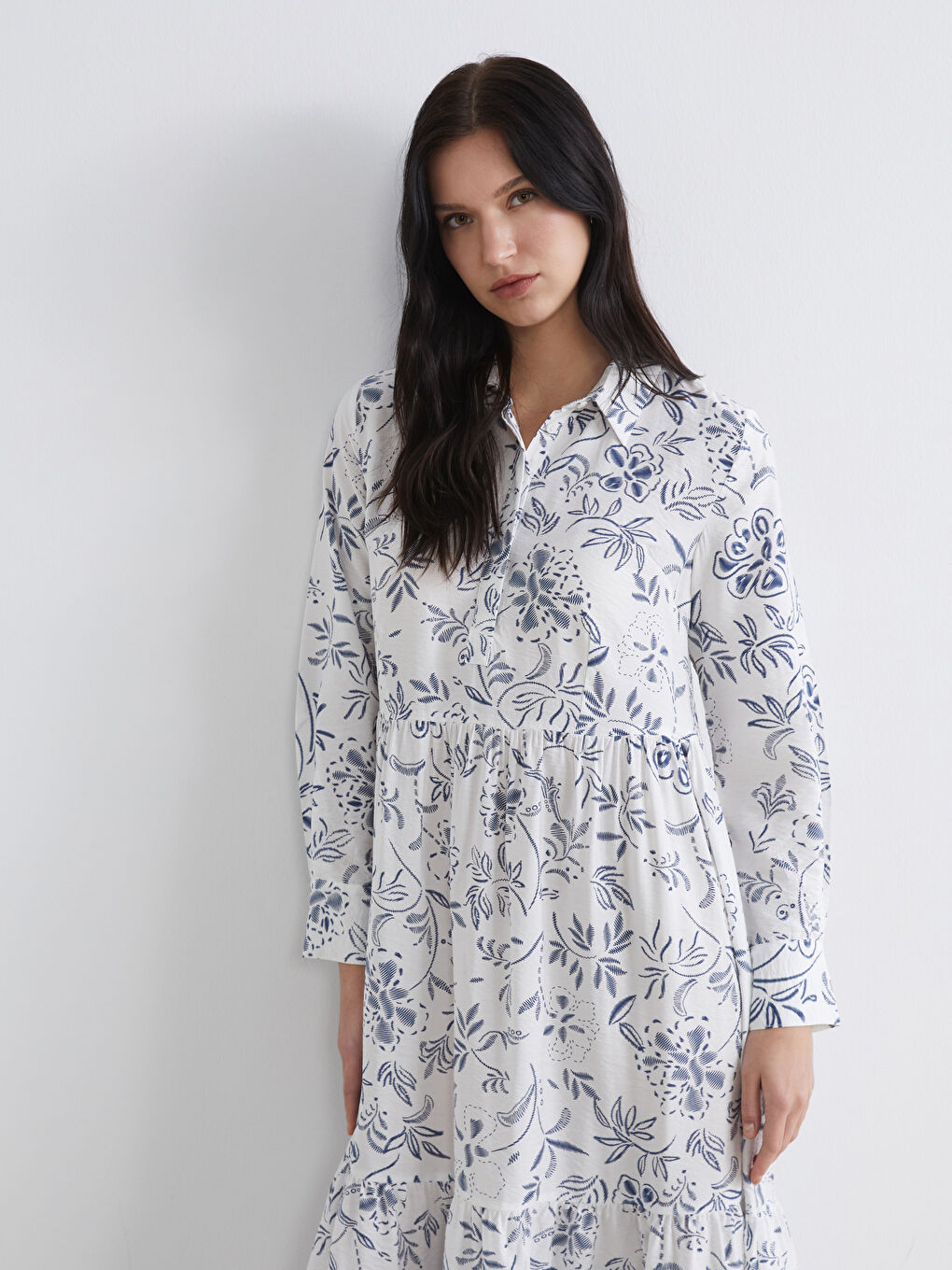 Floral Ruched Layered Women's Dress