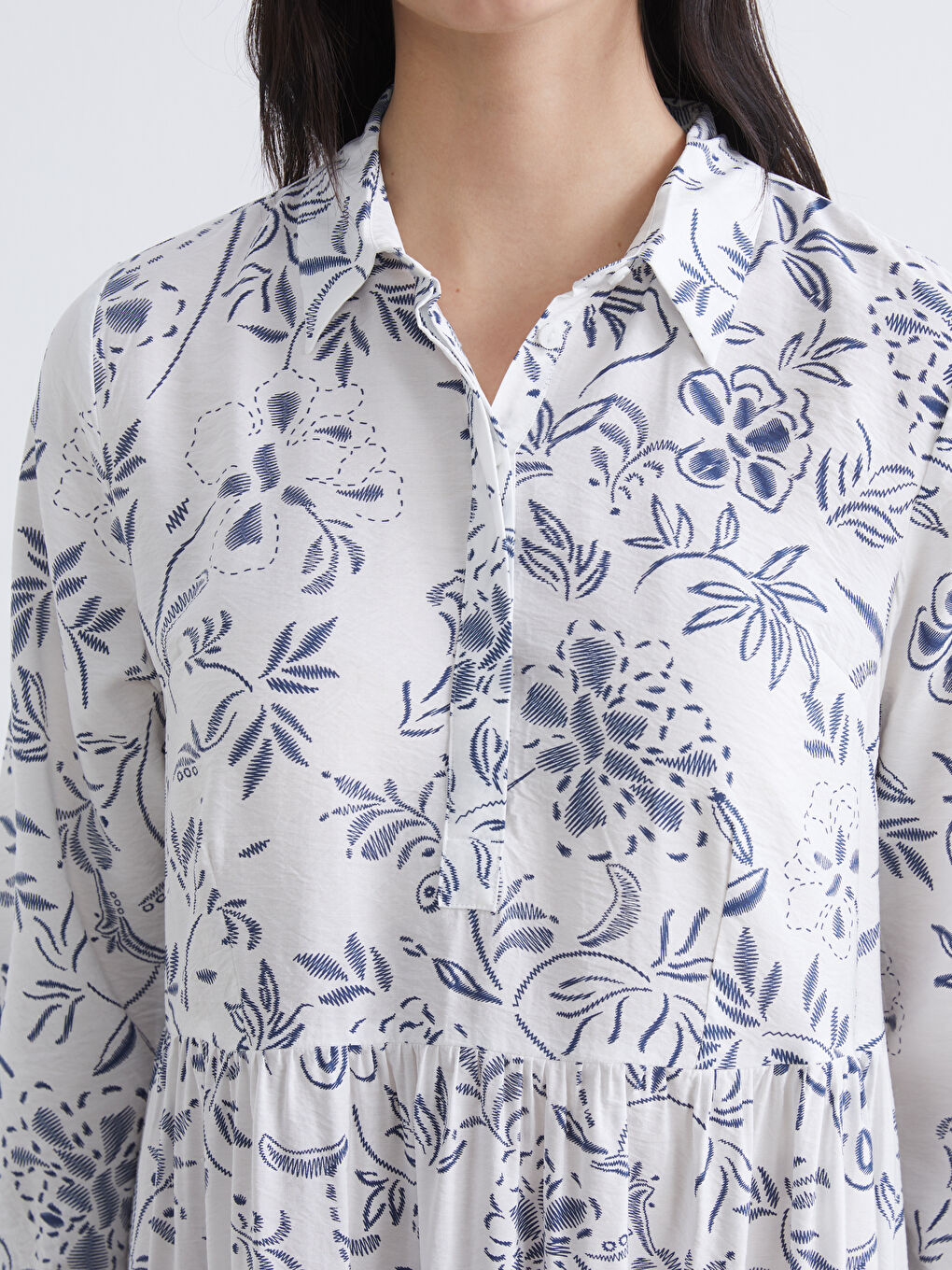 Floral Ruched Layered Women's Dress-2