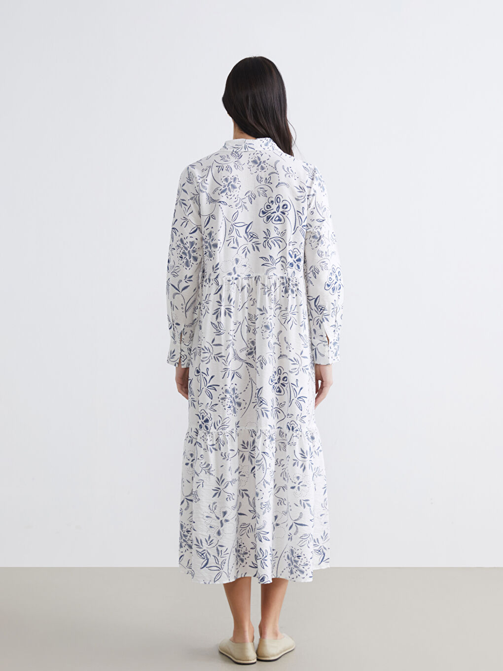 Floral Ruched Layered Women's Dress-3