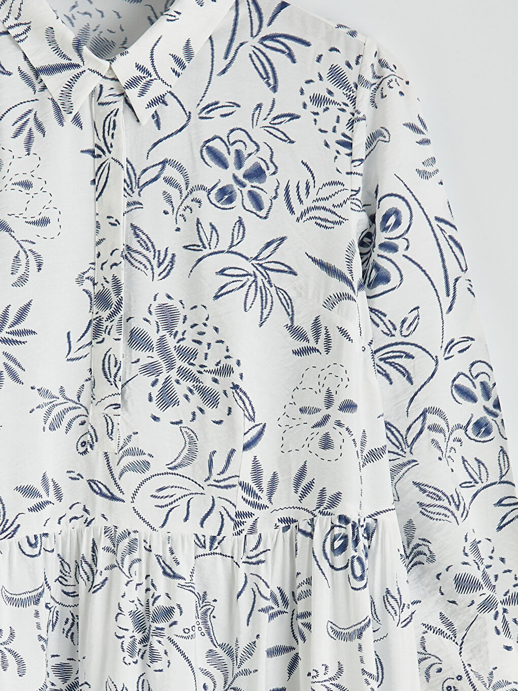 Floral Ruched Layered Women's Dress-5