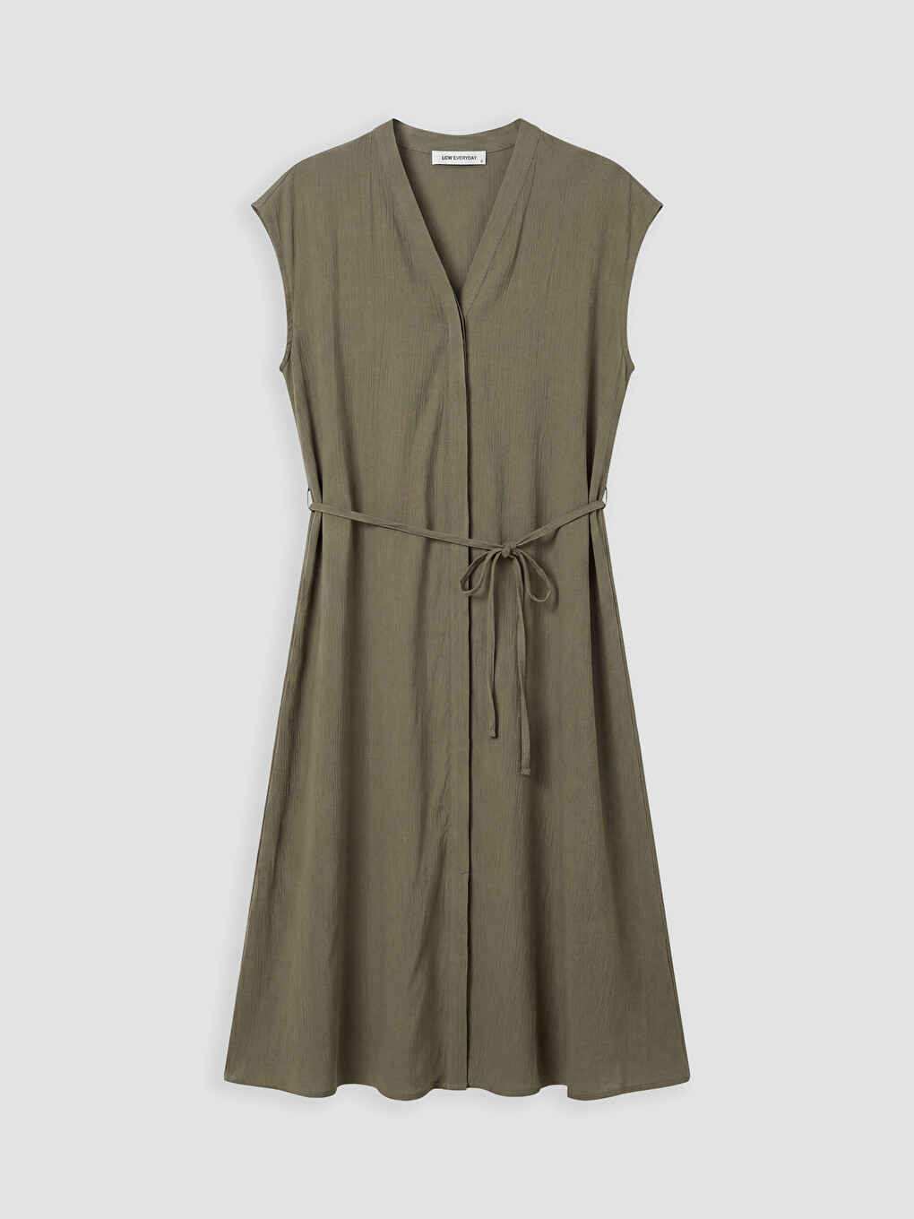 Sleeveless V Neck A Form Crinkle Women's Dress