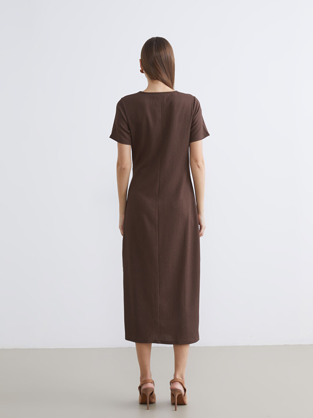 Crew Neck Tie-Detail Dress-3